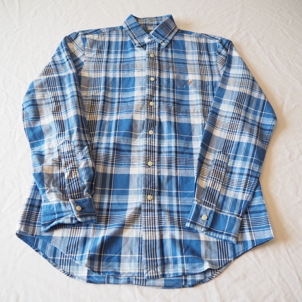 NWY Polo Ralph Lauren Classic Fit Plaid Oxford Shirt Mens Small Blue Button Down